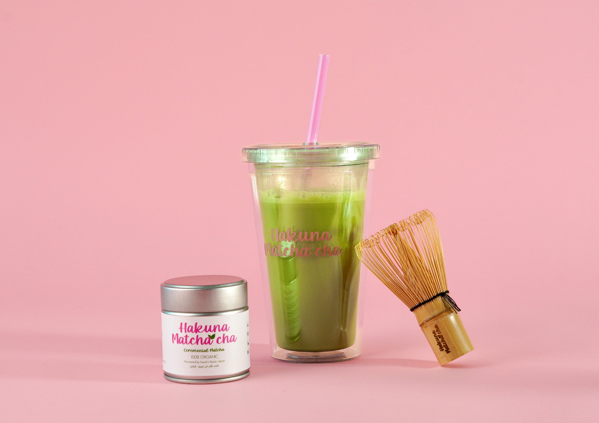 Our Best-Seller pack: Matcha Powder Can 30gr, Bamboo Whisk & Takeaway Tumbler